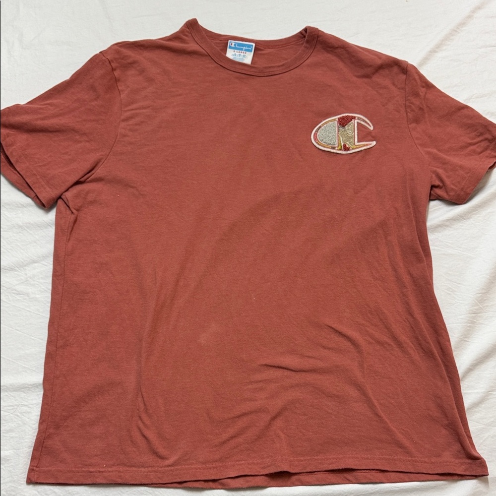 CHAMPION Heritage Mix Motif Mens Patch Tee Shirt Burnt‎ Red Size XL